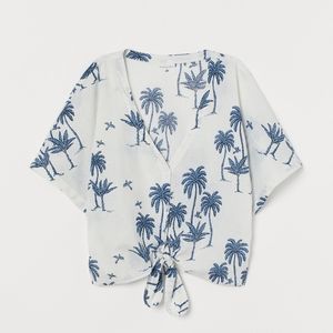 H&M Short-sleeve Palm Tree Woman's Blouse